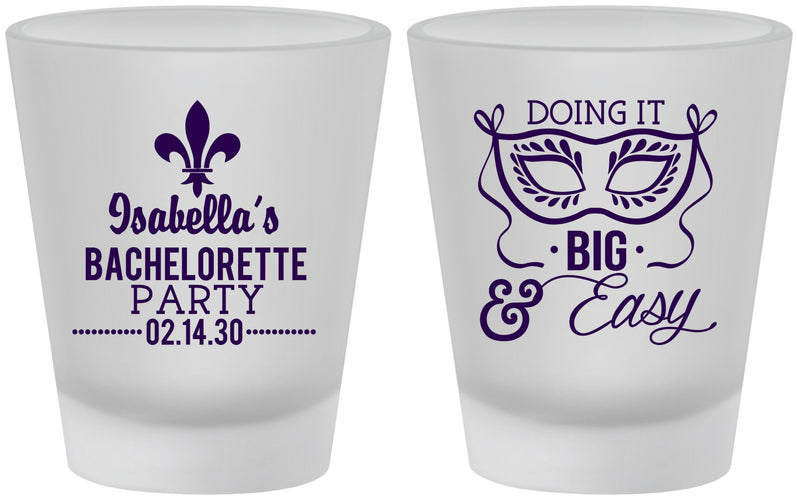 Custom Bachelorette Frosted Shot Glasses - Mardi Gras | 60059