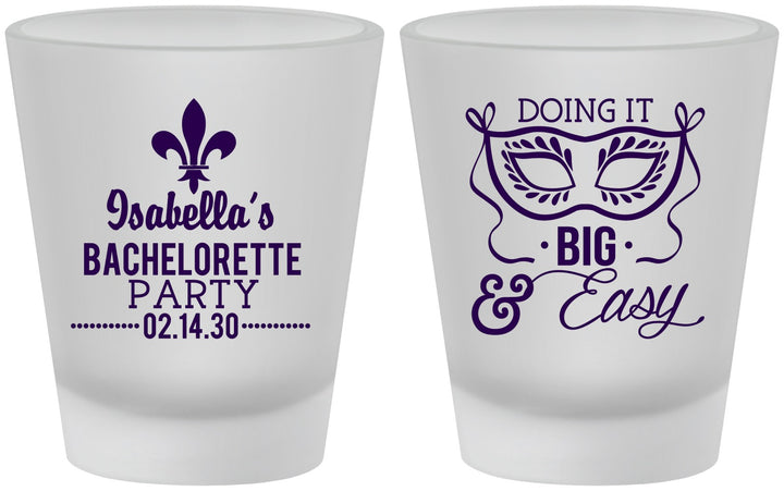 Custom Bachelorette Frosted Shot Glasses - Mardi Gras | 60059