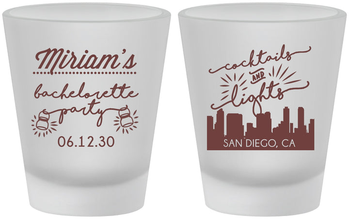 Custom Bachelorette Frosted Shot Glasses - San Diego | 60067