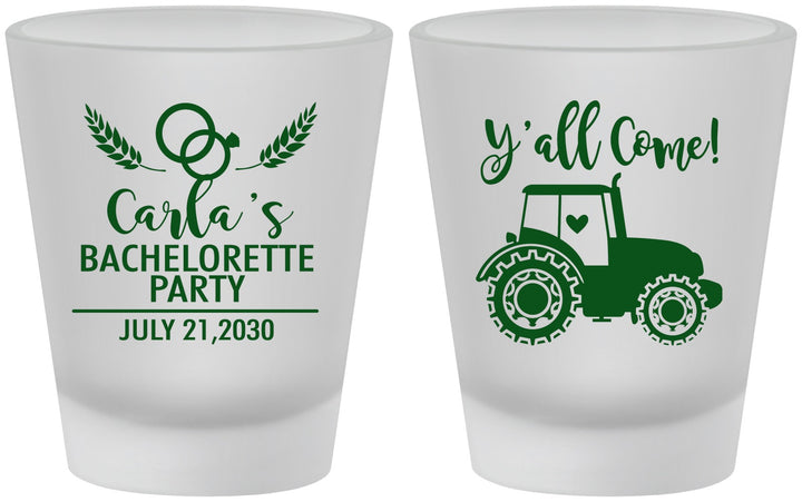Custom Bachelorette Frosted Shot Glasses - Tractor Farm | 60070