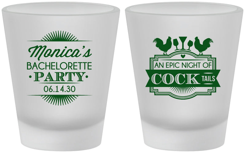 Custom Bachelorette Frosted Shot Glasses - Epic Night Of Cocktails | 60071