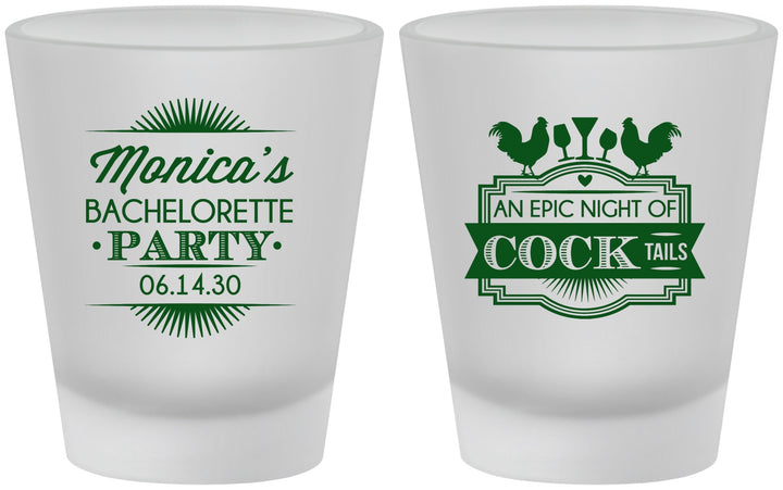 Custom Bachelorette Frosted Shot Glasses - Epic Night Of Cocktails | 60071