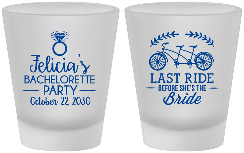 Custom Bachelorette Frosted Shot Glasses - Last Ride Before Bride | 60073