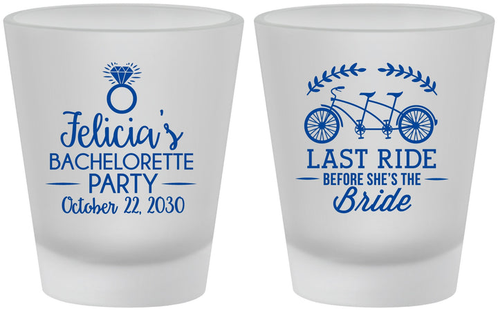 Custom Bachelorette Frosted Shot Glasses - Last Ride Before Bride | 60073