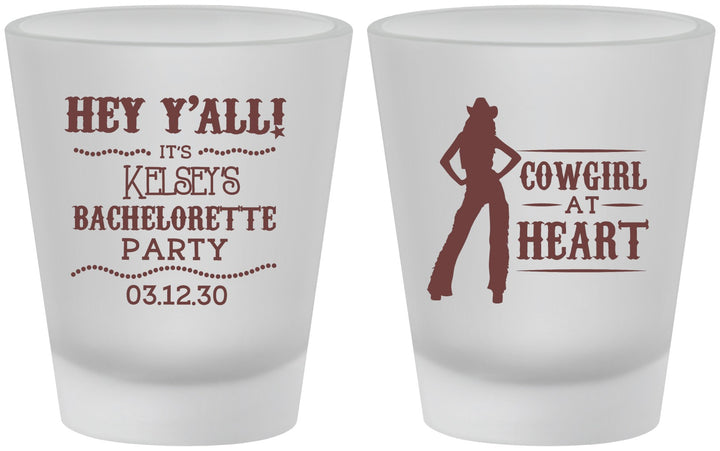 Custom Bachelorette Frosted Shot Glasses - Cowgirl At Heart | 60079
