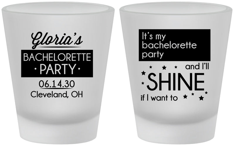 Custom Bachelorette Frosted Shot Glasses - Shine | 60080