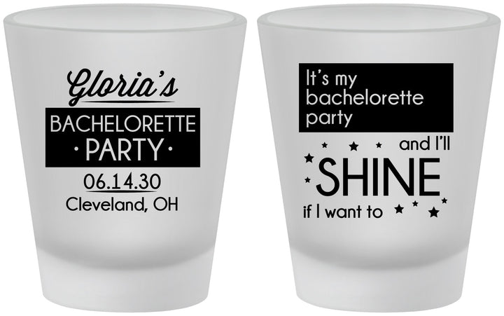 Custom Bachelorette Frosted Shot Glasses - Shine | 60080