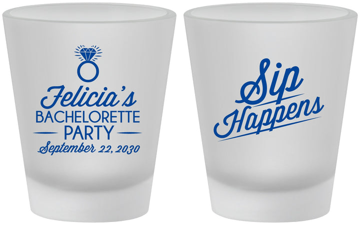Custom Bachelorette Frosted Shot Glasses - Sip Happens | 60081