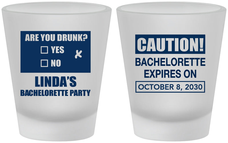 Custom Bachelorette Frosted Shot Glasses - Caution | 60082