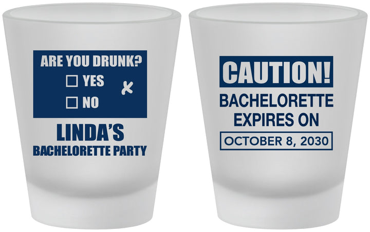 Custom Bachelorette Frosted Shot Glasses - Caution | 60082