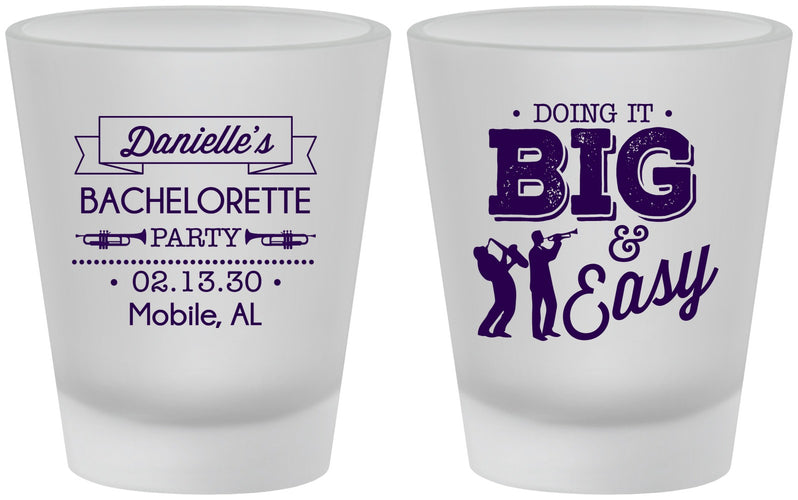 Custom Bachelorette Frosted Shot Glasses - New Orleans | 60084