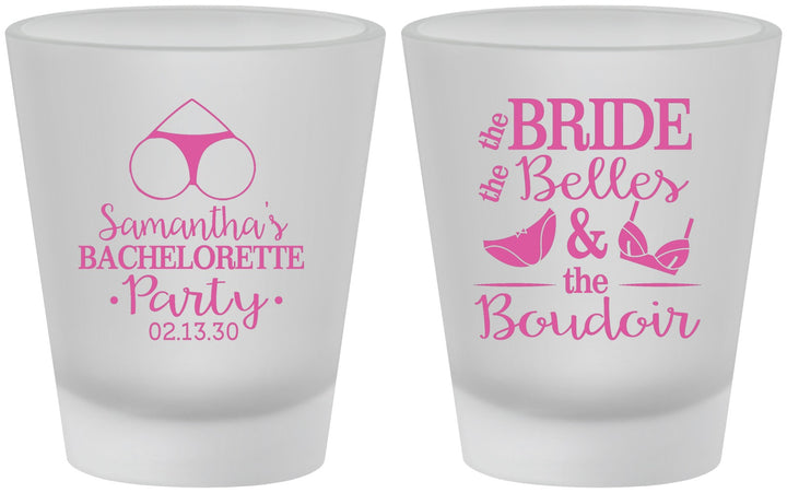 Custom Bachelorette Frosted Shot Glasses - Brides Bells Boudoir | 60085