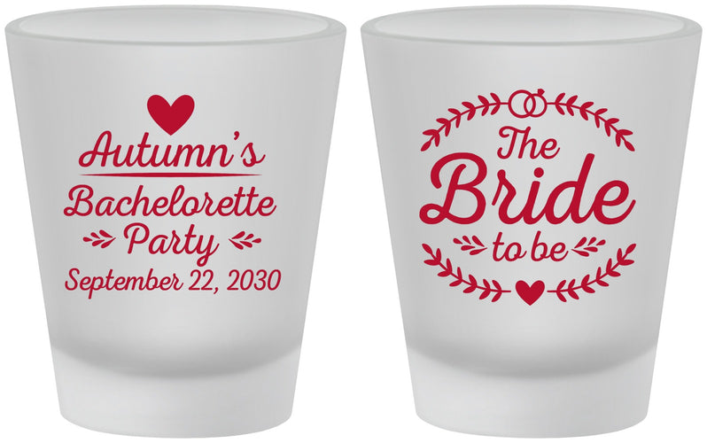 Custom Bachelorette Frosted Shot Glasses - Bride To Be | 60088