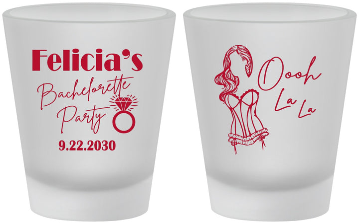 Custom Bachelorette Frosted Shot Glasses - Paris | 60090