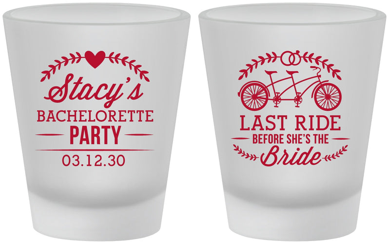 Custom Bachelorette Frosted Shot Glasses - Last Ride Before Bride | 60093