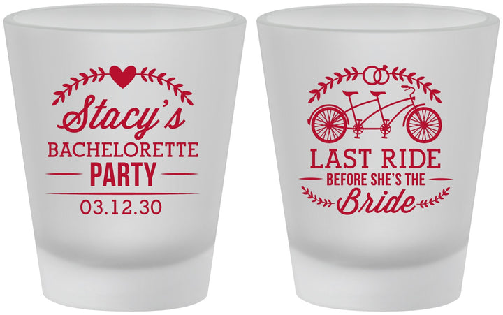Custom Bachelorette Frosted Shot Glasses - Last Ride Before Bride | 60093