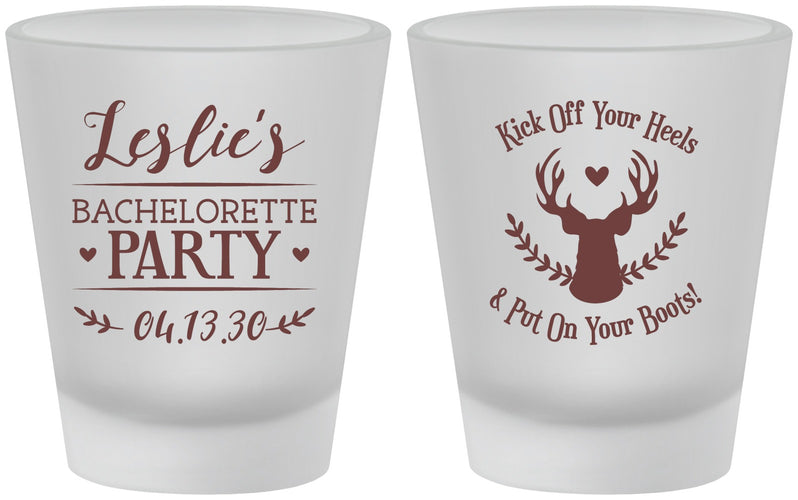 Custom Bachelorette Frosted Shot Glasses - Deer Heels Boots | 60102