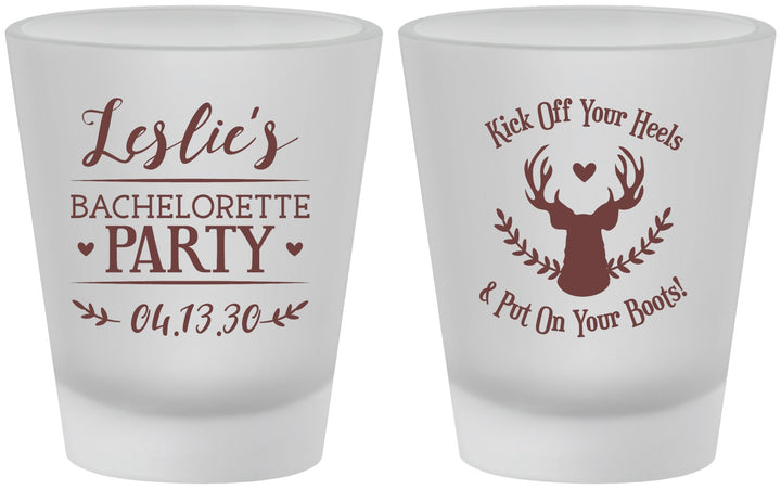 Custom Bachelorette Frosted Shot Glasses - Deer Heels Boots | 60102