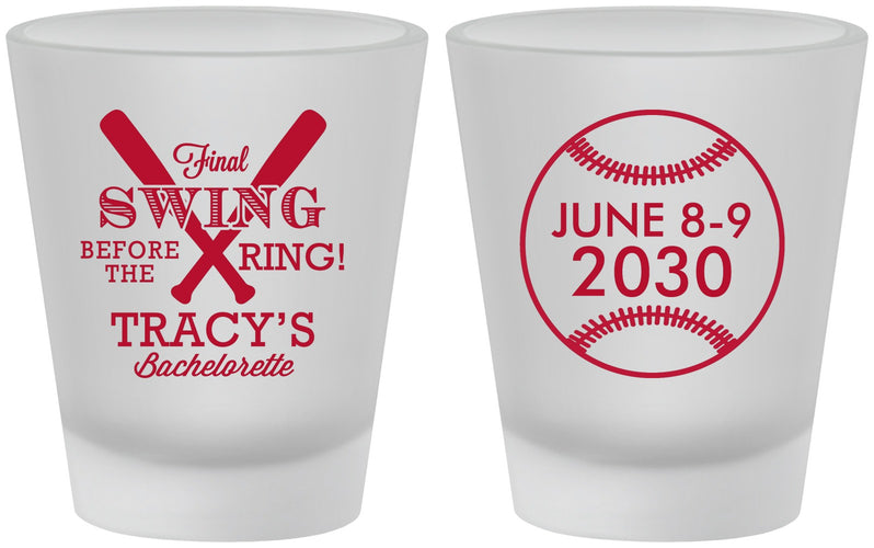 Custom Bachelorette Frosted Shot Glasses - Final Swing Before Ring | 60109