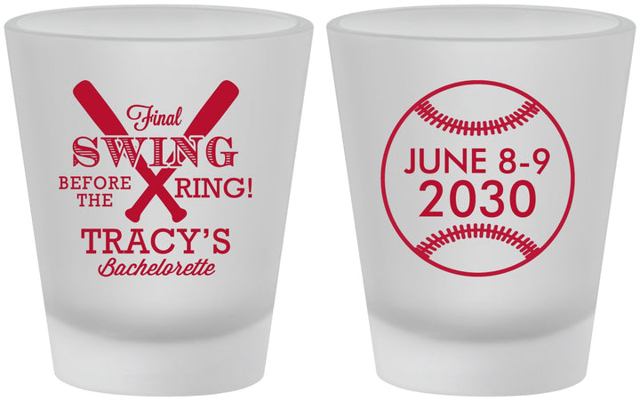 Custom Bachelorette Frosted Shot Glasses - Final Swing Before Ring | 60109
