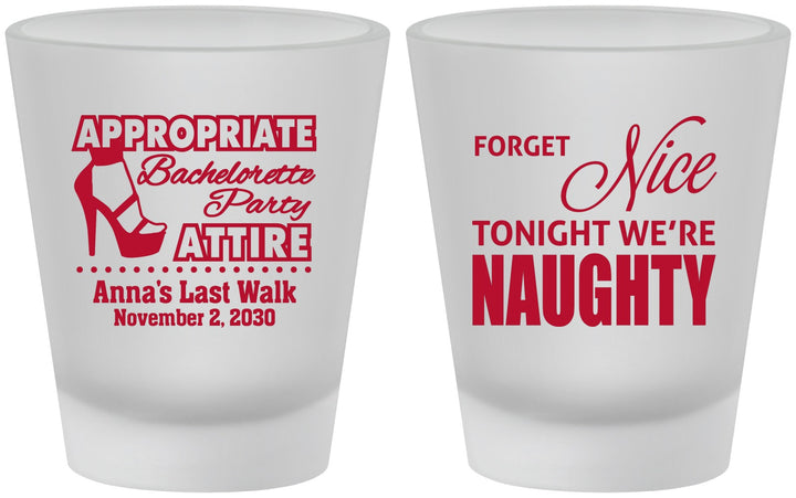 Custom Bachelorette Frosted Shot Glasses - Nice Tonight Naughty | 60112
