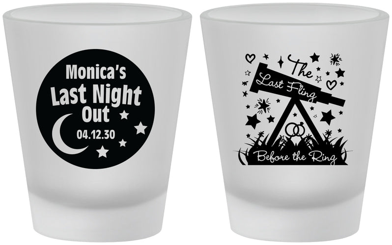 Custom Bachelorette Frosted Shot Glasses - Last Fling Before Rings | 60113
