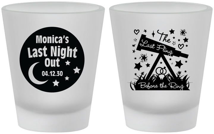 Custom Bachelorette Frosted Shot Glasses - Last Fling Before Rings | 60113