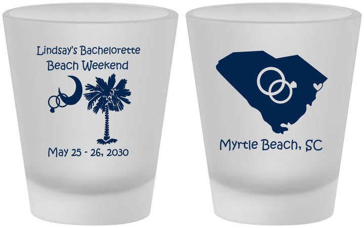 Custom Bachelorette Frosted Shot Glasses - South Carolina | 60117