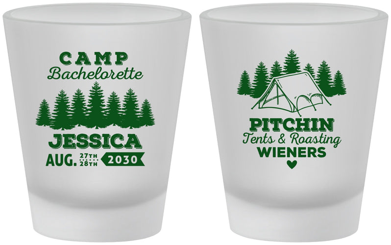 Custom Bachelorette Frosted Shot Glasses - Camping | 60124
