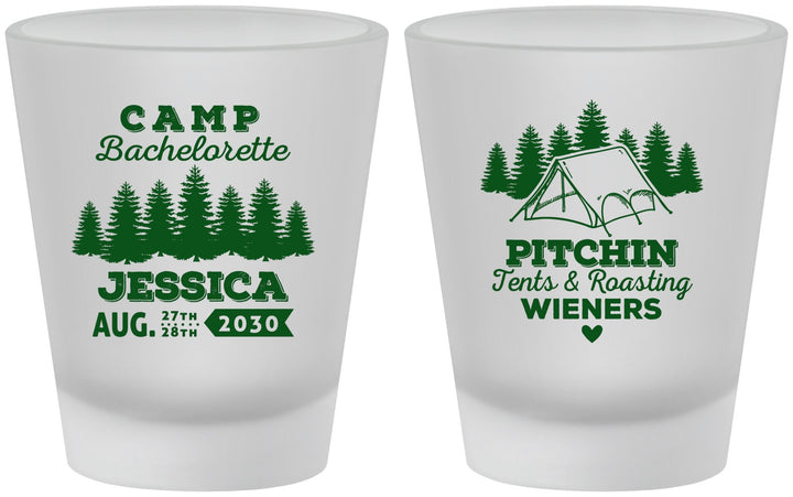 Custom Bachelorette Frosted Shot Glasses - Camping | 60124