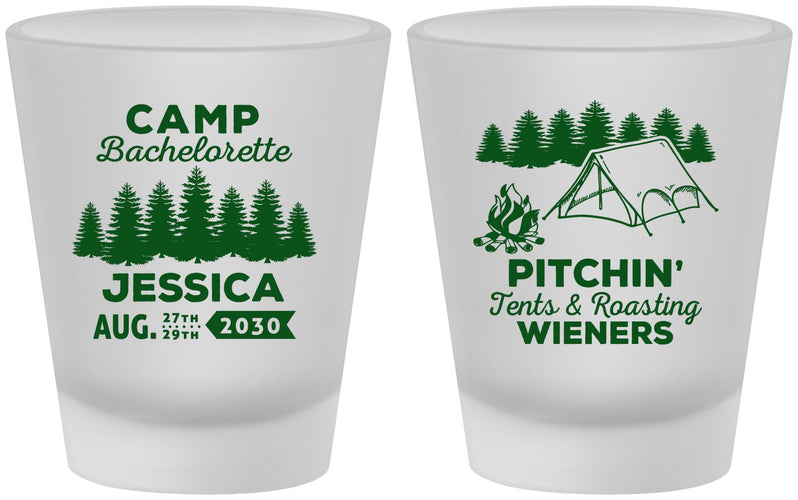 Custom Bachelorette Frosted Shot Glasses - Camping | 60125