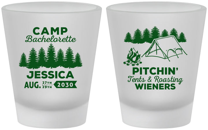 Custom Bachelorette Frosted Shot Glasses - Camping | 60125