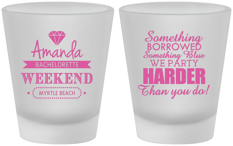 Custom Bachelorette Frosted Shot Glasses - Something Borrowed | 60131