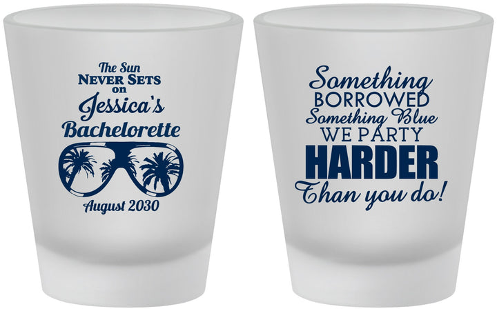 Custom Bachelorette Frosted Shot Glasses - Something Borrowed | 60132