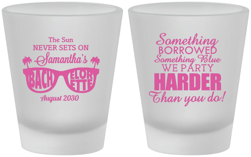 Custom Bachelorette Frosted Shot Glasses - Something Borrowed | 60133
