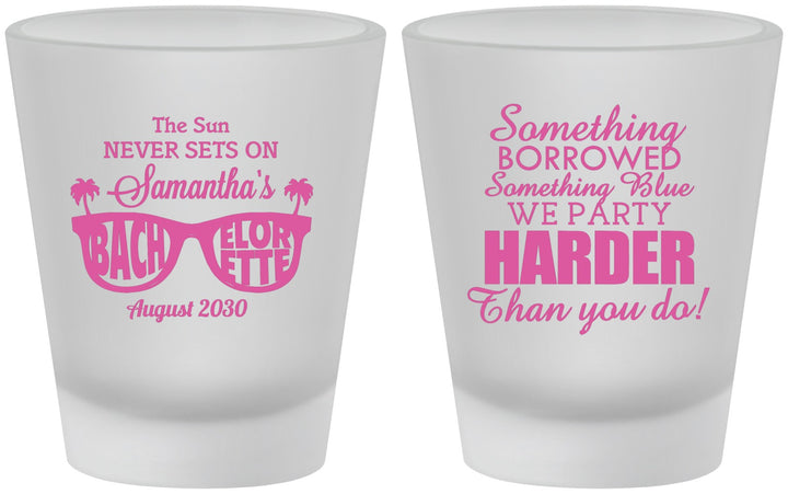 Custom Bachelorette Frosted Shot Glasses - Something Borrowed | 60133