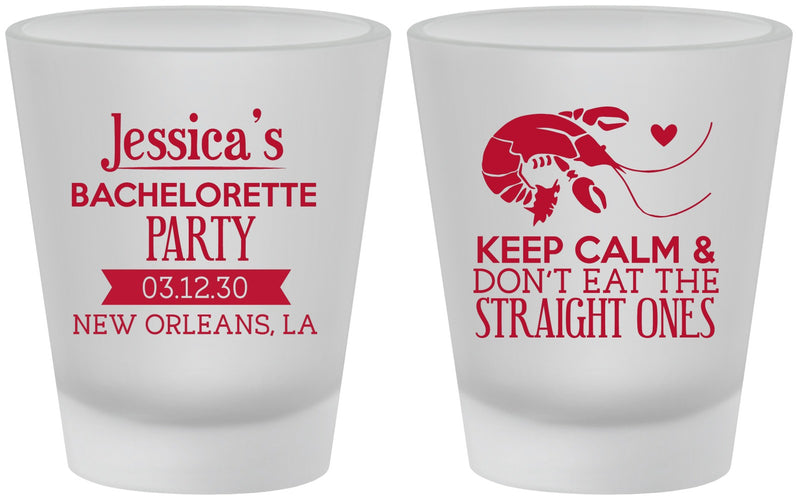 Custom Bachelorette Frosted Shot Glasses - Crawfish Boil | 60137