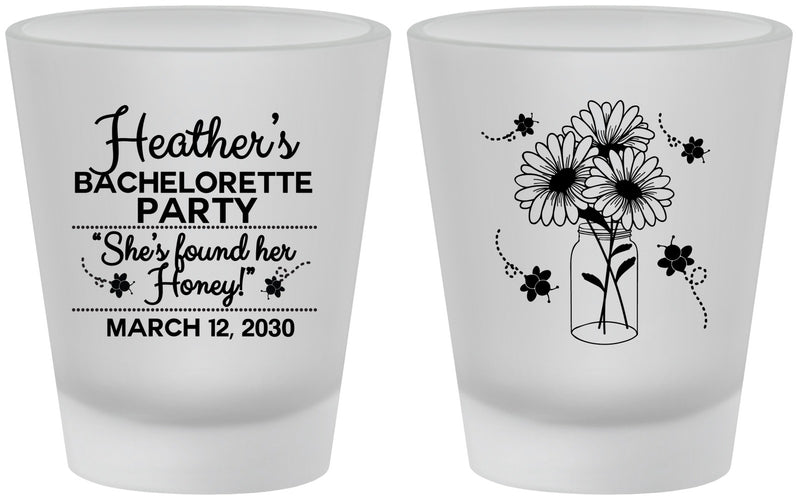 Custom Bachelorette Frosted Shot Glasses - She Found Her Honey | 60150