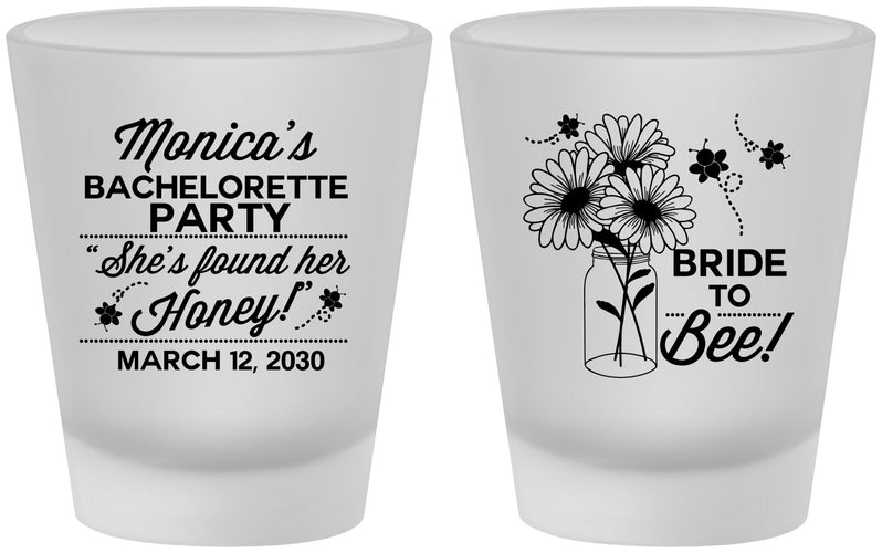 Custom Bachelorette Frosted Shot Glasses - Bride To Bee | 60152