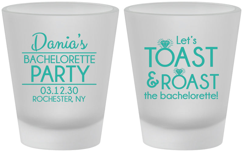 Custom Bachelorette Frosted Shot Glasses - Toast And Roast | 60153