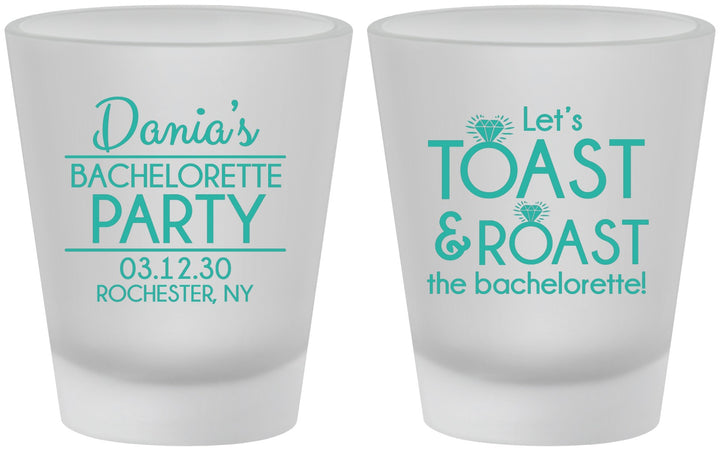 Custom Bachelorette Frosted Shot Glasses - Toast And Roast | 60153