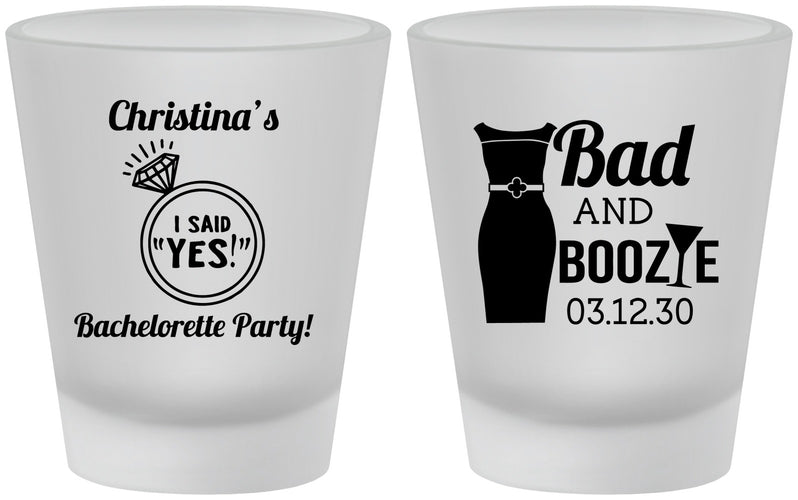 Custom Bachelorette Frosted Shot Glasses - Bad And Boozie | 60157