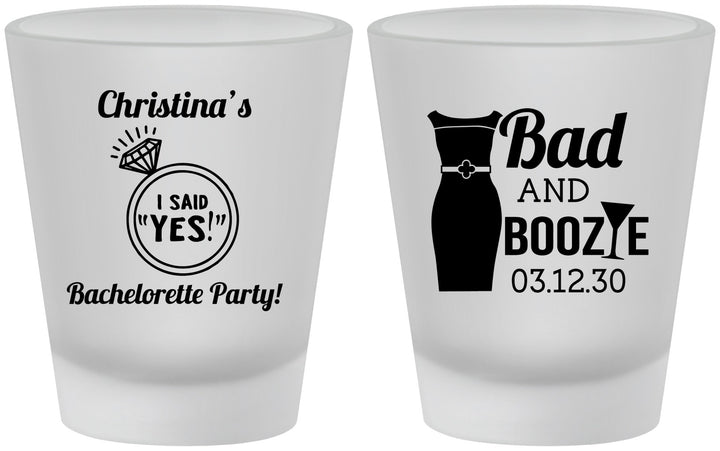 Custom Bachelorette Frosted Shot Glasses - Bad And Boozie | 60157