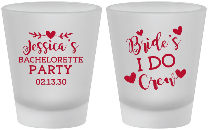 Custom Bachelorette Frosted Shot Glasses - Brides I Do Crew | 60159
