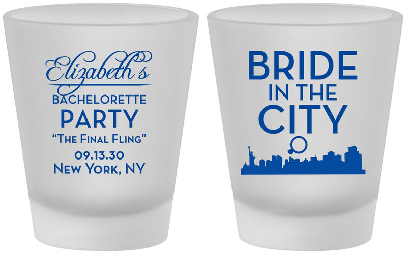Custom Bachelorette Frosted Shot Glasses - New York | 60162