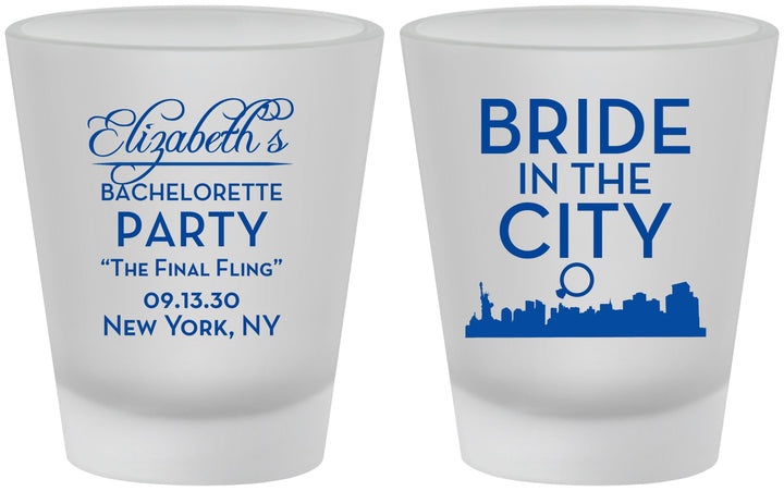 Custom Bachelorette Frosted Shot Glasses - New York | 60162