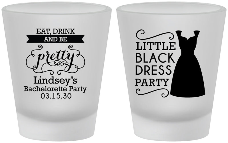 Custom Bachelorette Frosted Shot Glasses - Little Black Dress | 60164