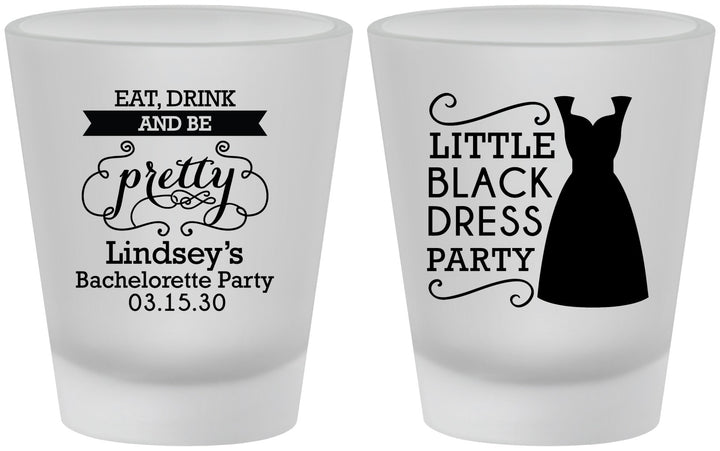Custom Bachelorette Frosted Shot Glasses - Little Black Dress | 60164