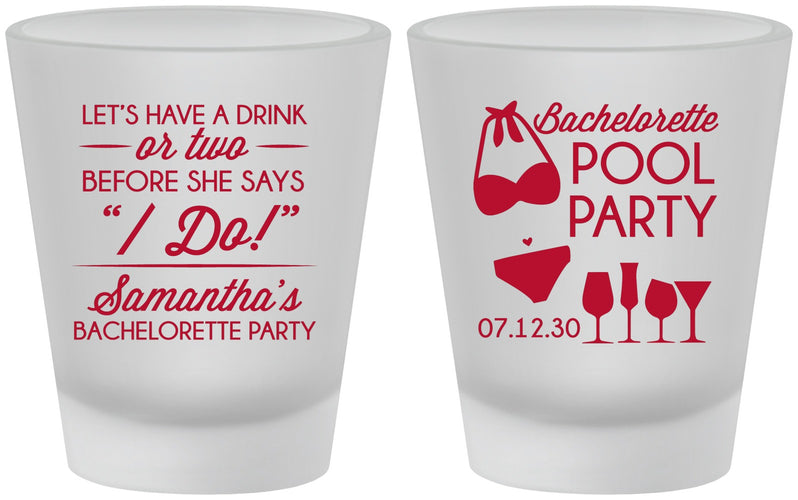 Custom Bachelorette Frosted Shot Glasses - Pool Party | 60167