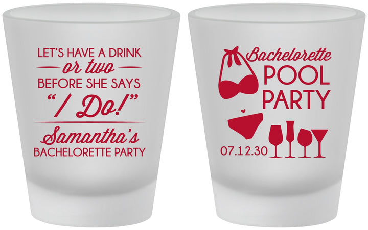 Custom Bachelorette Frosted Shot Glasses - Pool Party | 60167